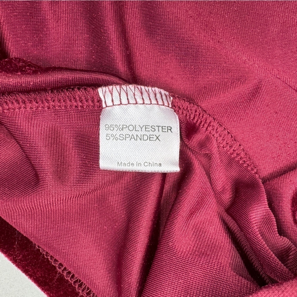 Maroon Velvet V-Neck Dress - Picture 3 of 7